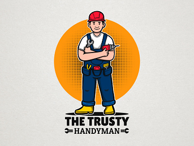 Retro mascot logo profession theme construction handyman professional