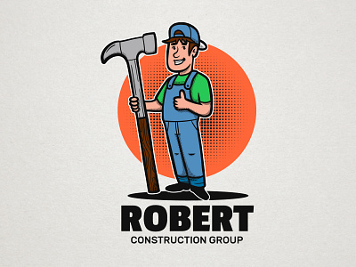 Retro mascot logo profession theme construction professional