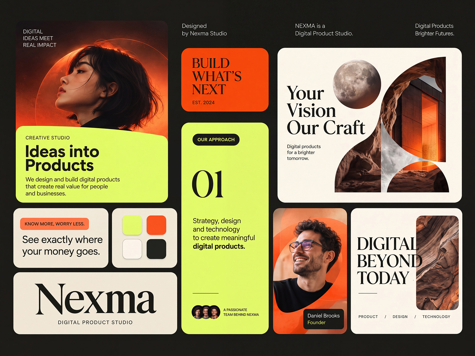 Nexma | Bold Ideas Into Digital Products art direction branding creative creative studio design system development digital experience digital product editorial design hero ui design nexma product studio techwitpro typography ui design ux design visual identity web design website design