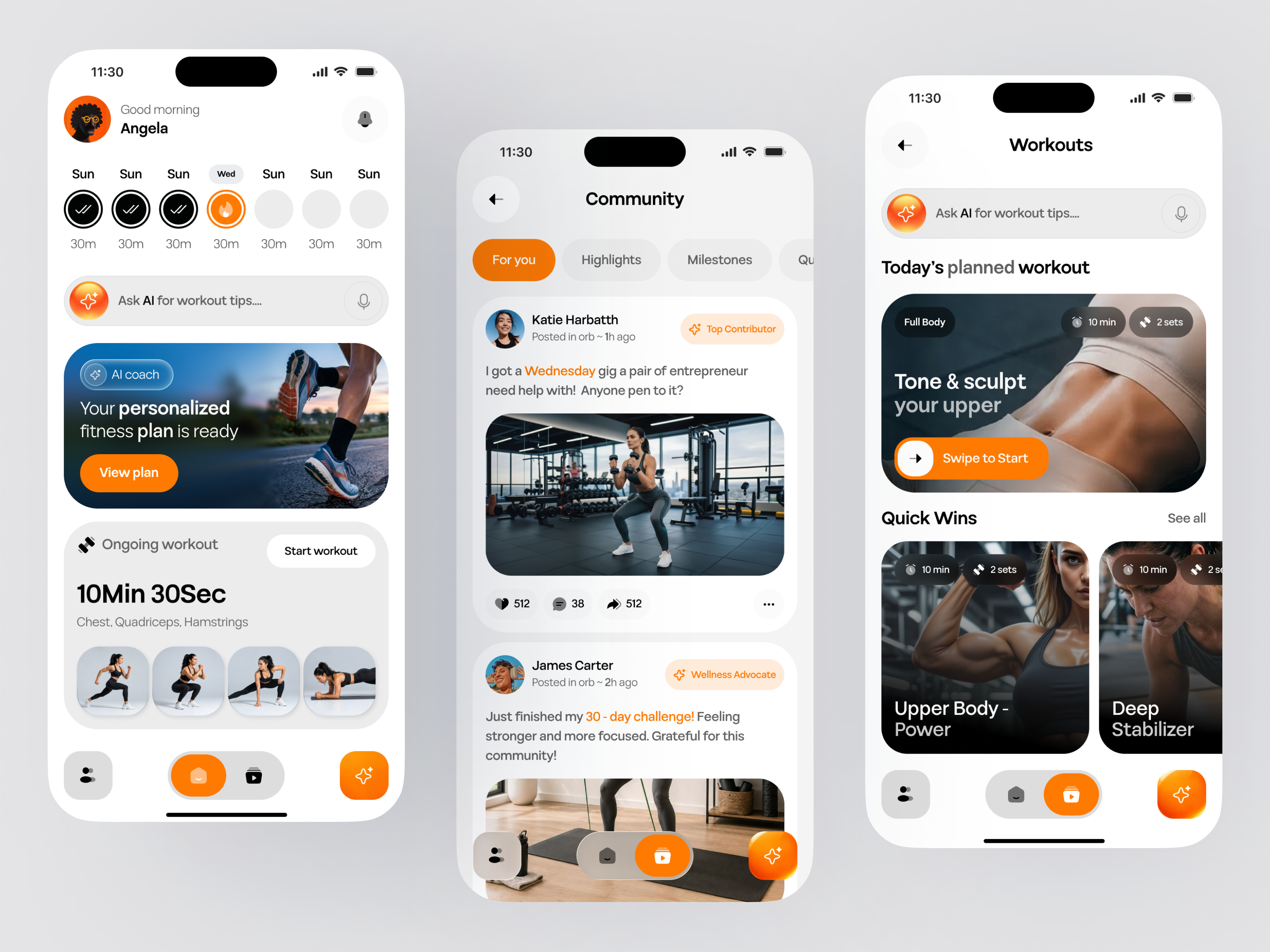 AI Fitness App UI – Personalized Workout & Fitness Tracking ai app ai fitness ai fitness app ai fitness assistant ai fitness coach ai personal trainer ai workout app ai workout coach app fitness app design fitness app ui fitness mobile app fitness tracker ui fitness ui ux gym app personal fitness app web workout app workout planner workout tracking