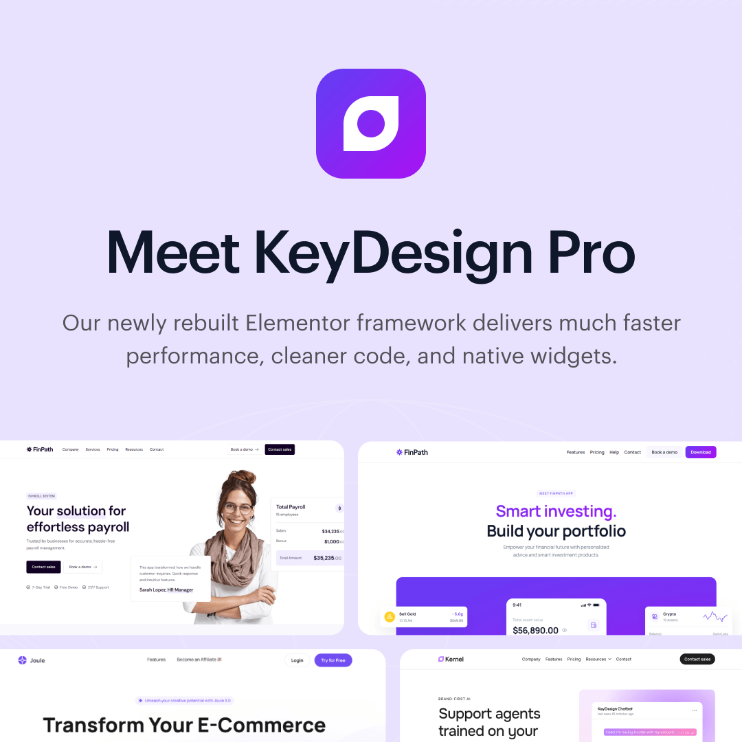 KeyDesign Pro — complete WordPress framework & design system agency tools clean code component library design system ecommerce elementor flexbox keydesign pro landing page no code responsive design saas site builder starter sites ui design ui kit web design woocommerce wordpress wordpress theme