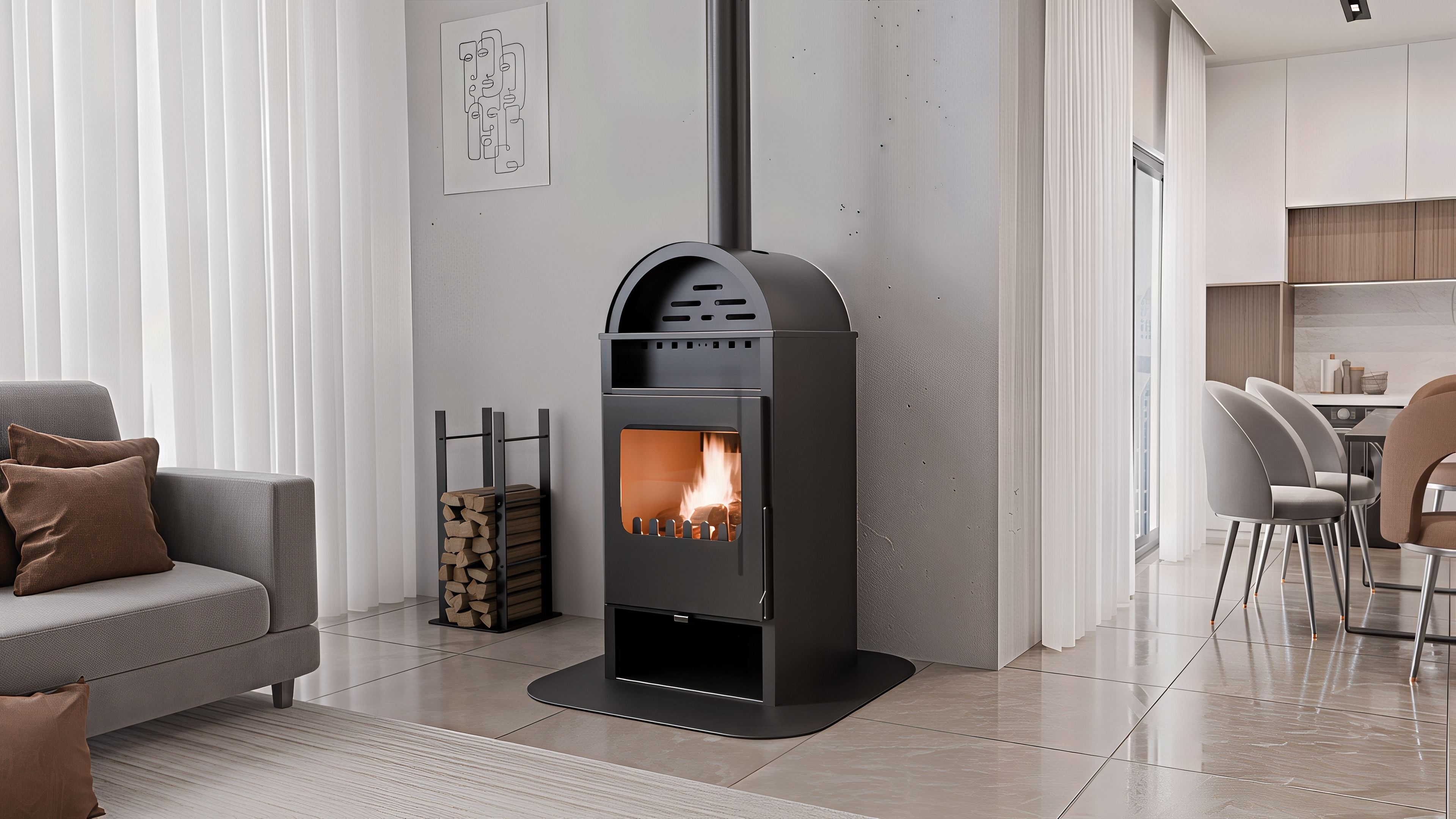 Arched Wood Fireplace Render & Simulation 3d render animation blender cgi design fireplace render technical