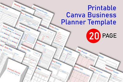 Printable Canva Business Planner Template 20 Page branding design facebook fb cover graphic design hotel trifold brochure illustration logo ui vector