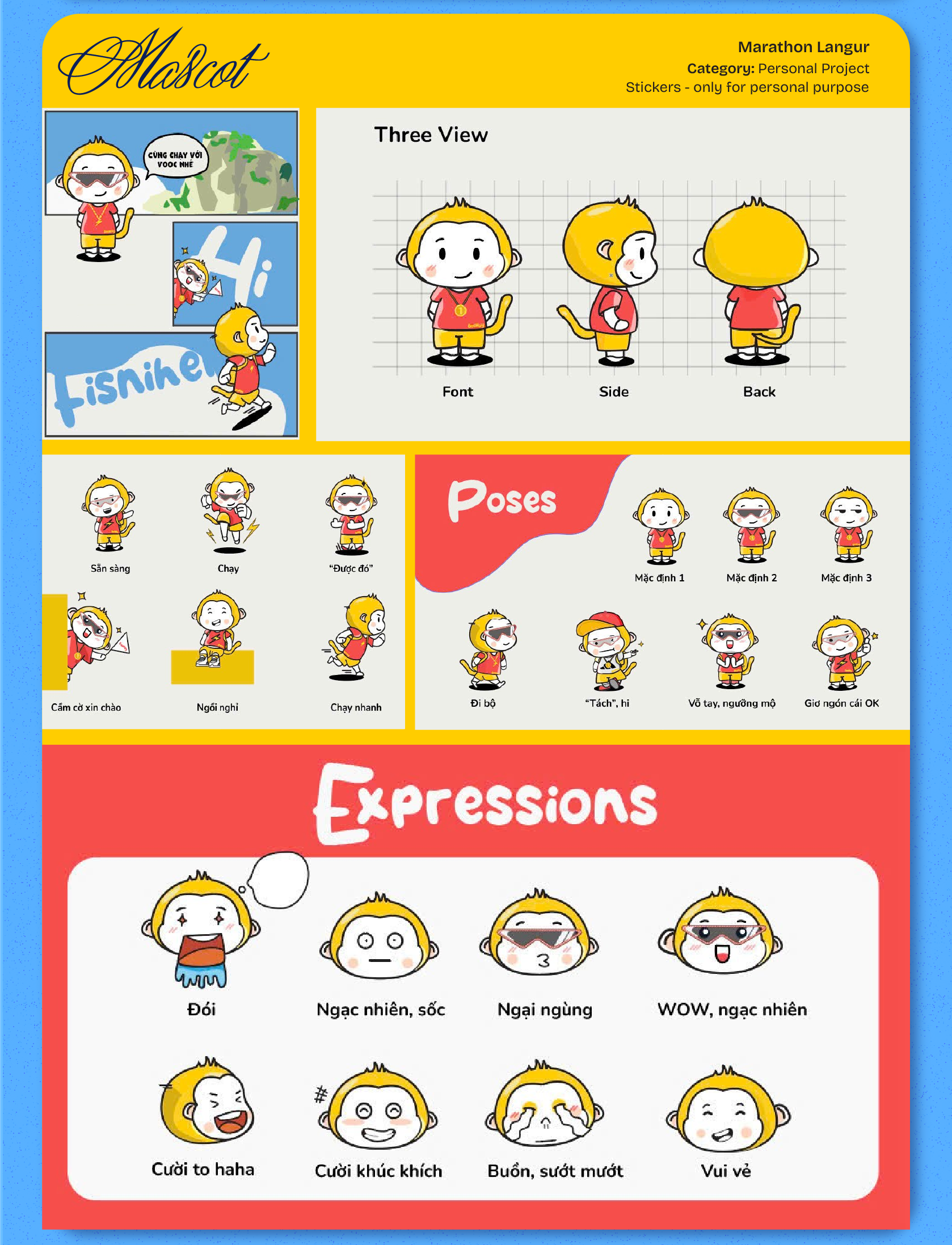 Marathon Langur — Mascot & Character Design cartoon illustration character design character development character illustration character sheet marathon mascot design mascot illustration monkey mascot personal project playful design running sports mascot sticker design vector illustration