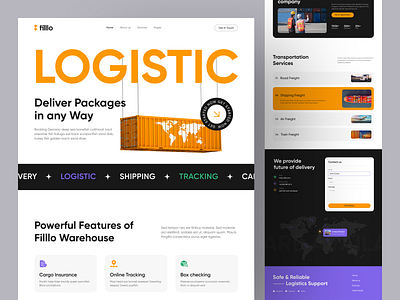 Logistics and transportation Website cargo cargo shipping delivery design filllo freight landing page logistics logistics service logistics support package delivery parcel responsive design shipping services transportation ui uiux web web design website