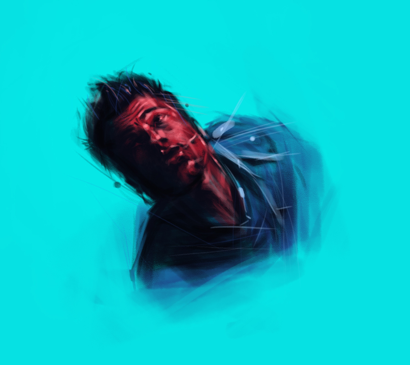 Tyler Durden 🧼 Fight Club (1999) 90s art brad pitt cg digital digital illustration draw fight club illustration man paint portrait turquoise tyler durden