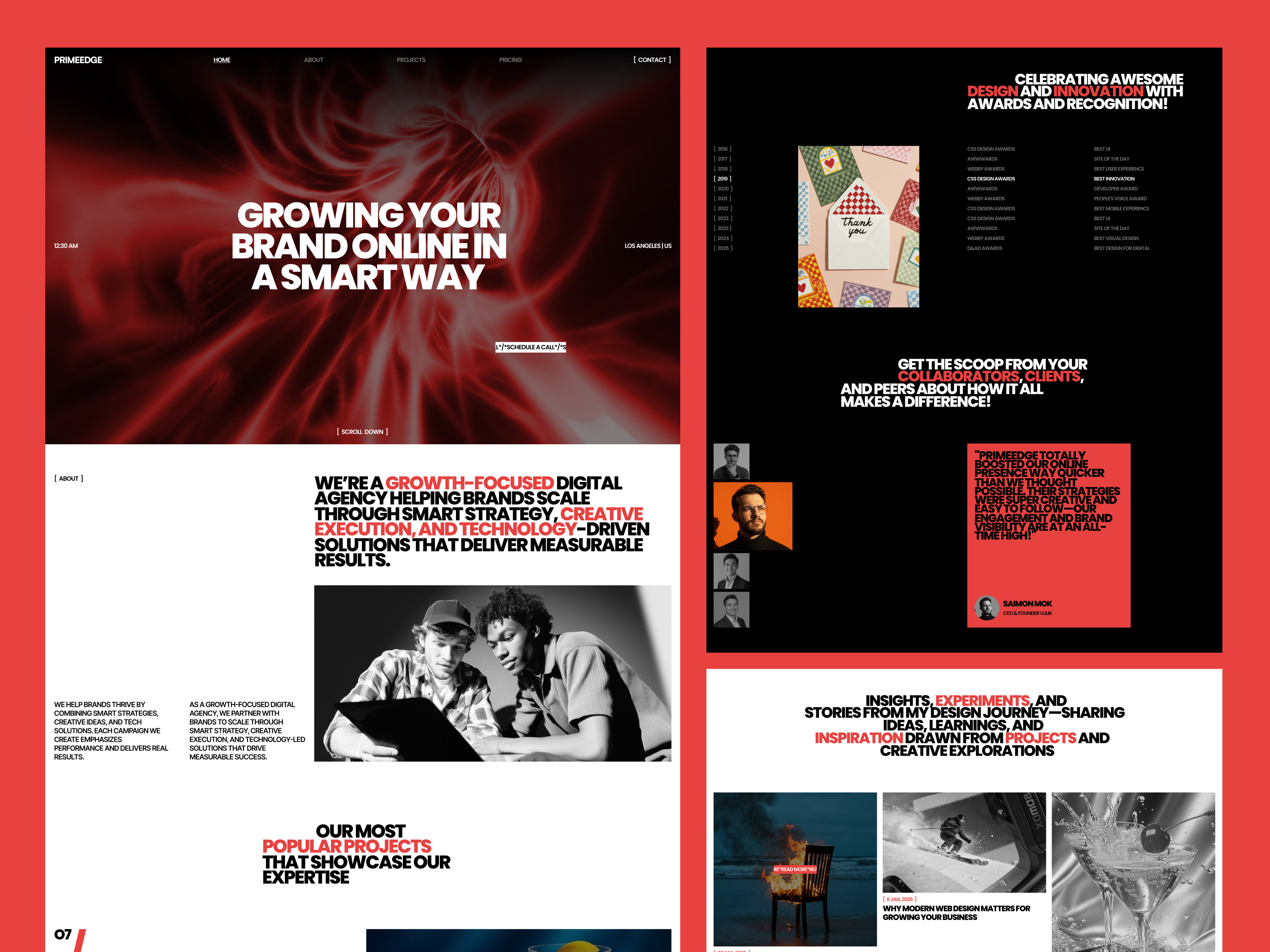 Primeedge - Digital Agency Landing Page agency website creative agency dark ui digital agency digital agency landing page framer template landing page landing page design minimal design modern web design product design saas typography ui design ux design web design web ui webflow template website design website template