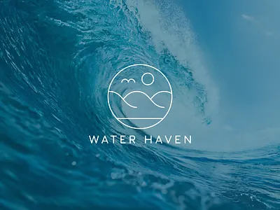 Wavey Sunset Logo abstract aqua beach branding concept flat idea line art logo minimal modern ocean sea summer sun sunset surfing symbol water wave