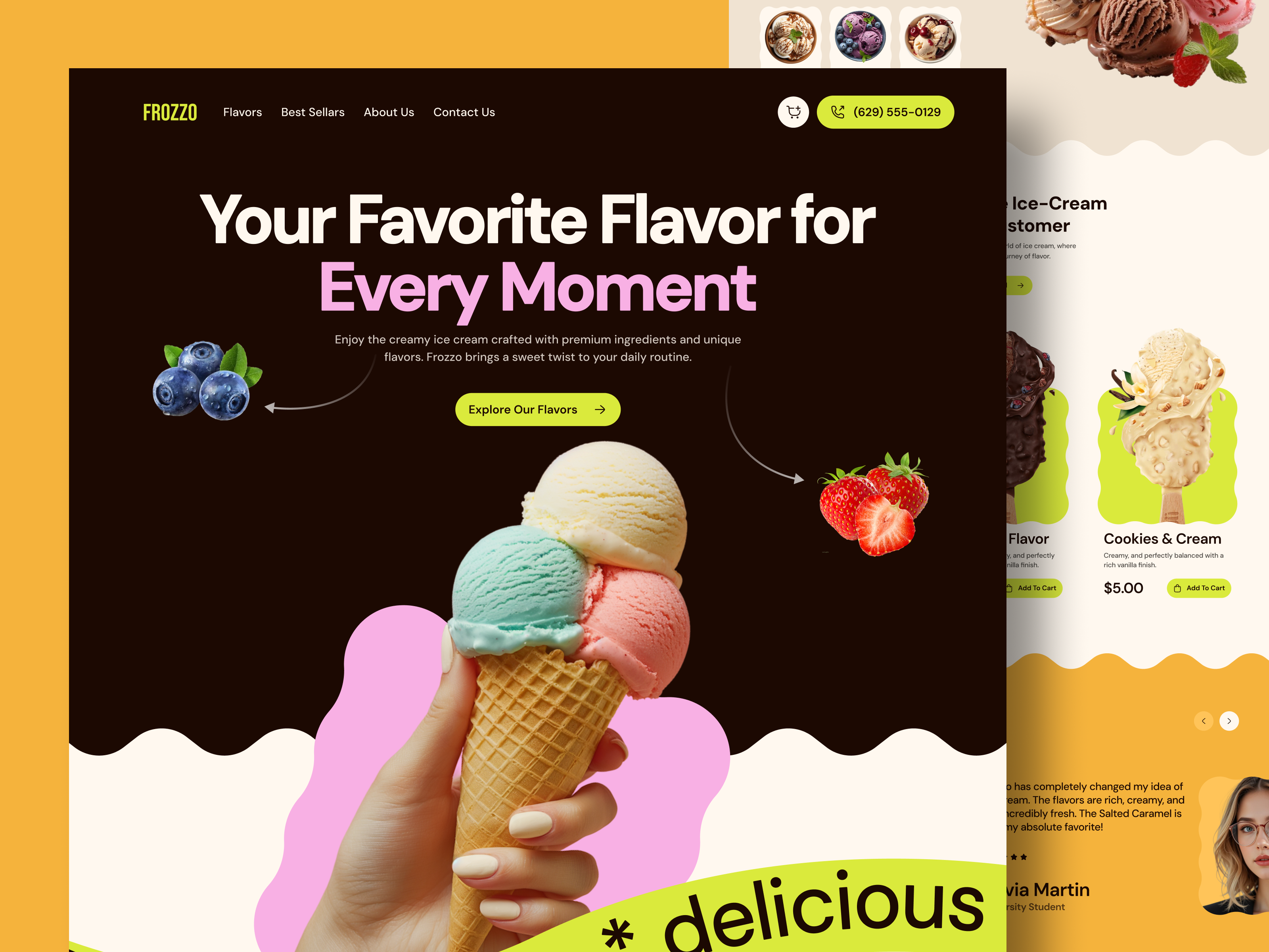E-Commerce Landing Page | Ice-cream Store beverage ecommerce ecommerce home ecommerce landing page ecommerce website food food delivery ice cream ice cream shop ice cream store ice cream website online shopping onlinestore product design uiux user experience ux design web web design website