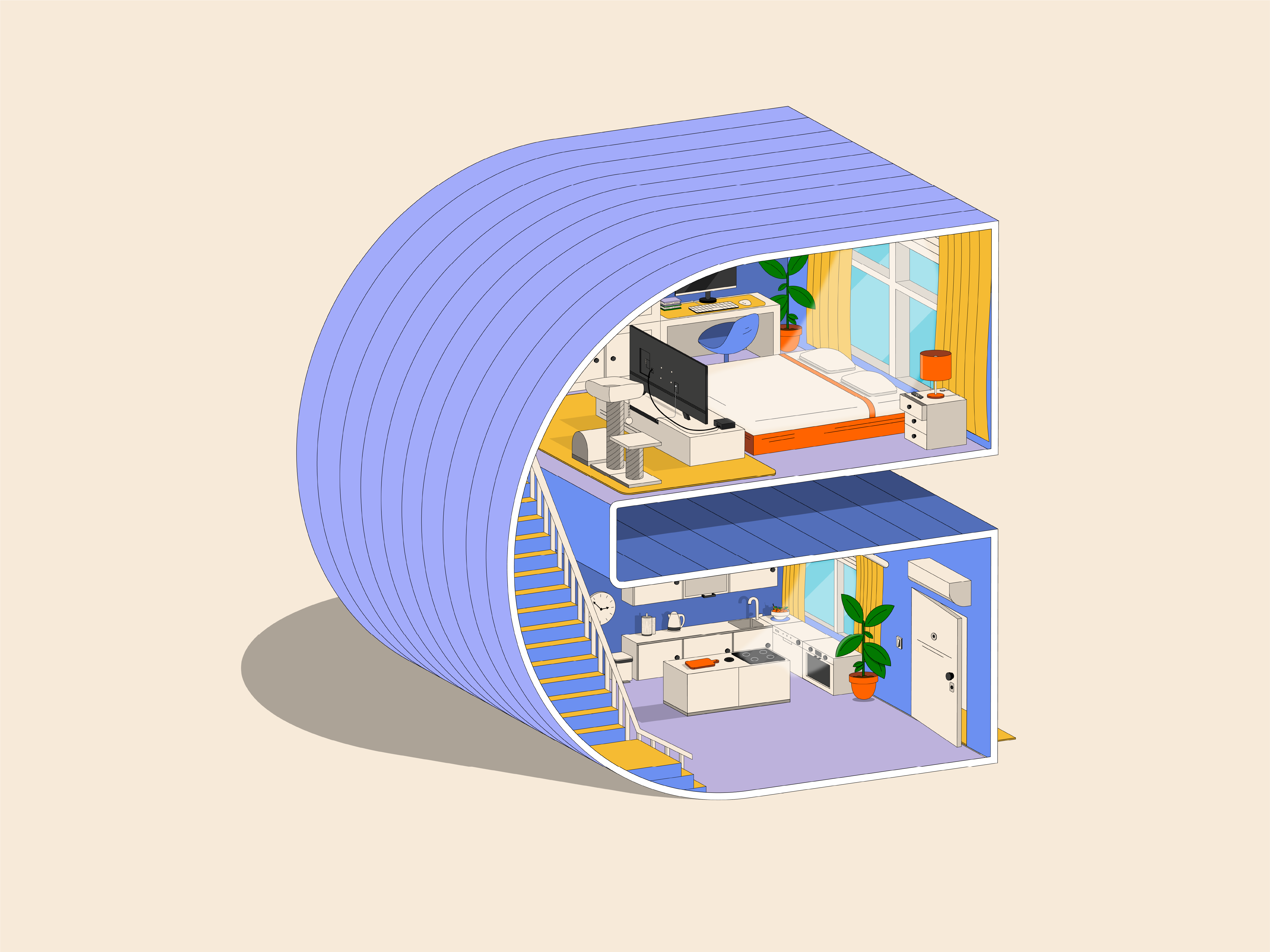 C | 36 DAYS OF TYPE 2d 36 days of type 3d branding casa design digital art graphic design home house house illustration illustration isometric illustration letter c lettering type design type illustration typography vector art