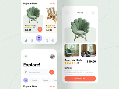 Furniture Ecommerce App - iOS application app app design chair e commerce e commerce app ecommerce app furniture furniture shop furniture store furniture website interior ios mobile app munna shop sofa store