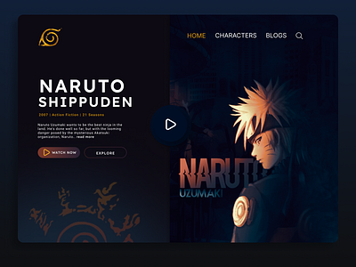 Landing Page - Naruto Shippuden- Daily UI- Day 003 003 100daysui daily ui daily ui 003 landing page ui ux webdesign websitedesign