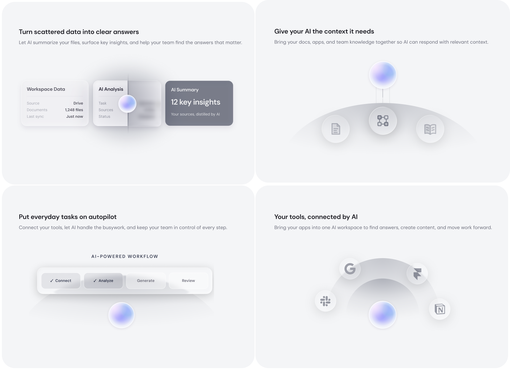 AI SaaS Starter Kit — Bento Features & AI Workflow ai artificial intelligence bento ui dashboard figma landing page saas ui design web design website