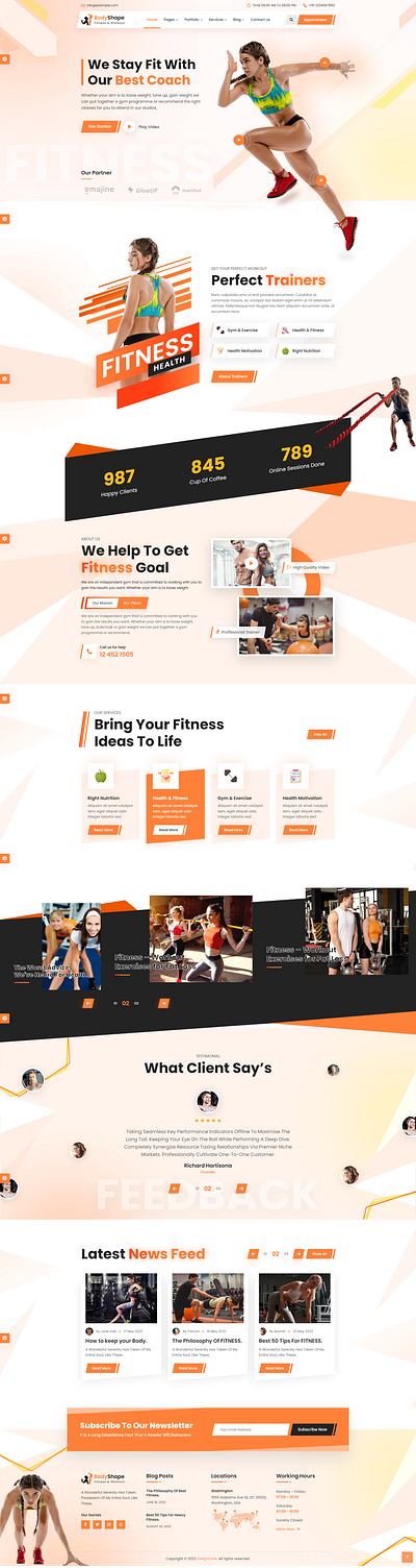 BodyShape - Fitness, Workout & Gym HTML Template creative creative design design figma frontend landing page product design template ui uiux web design website