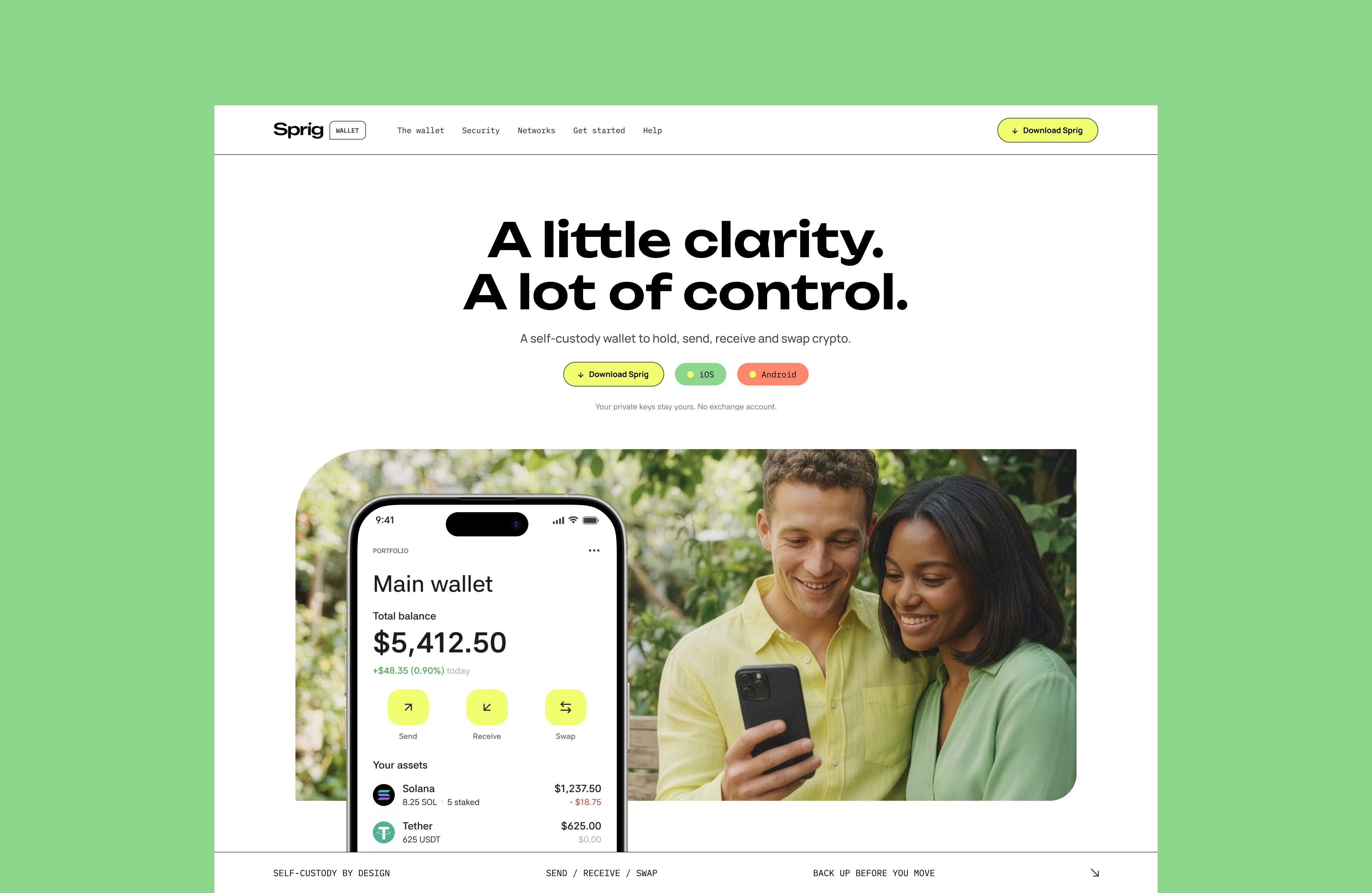 Sprig Wallet crypto landing ui web3