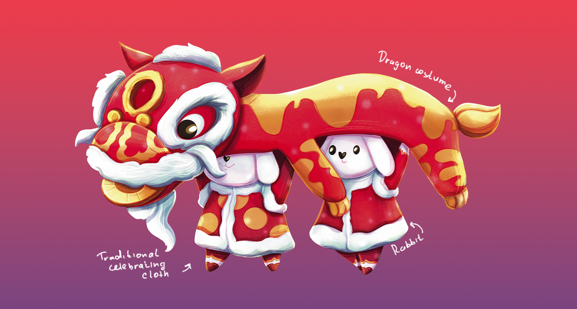 Chinese Dragon Costume illustration/ New Year characters design art book branding character design children illustration cover design design graphic design illustration kid art logo procreate raster illustration ui