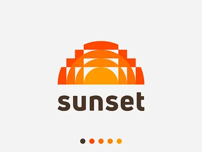 Sunset! 70s brand branding business geometric gradient icon illustration logo logo design mark orange retro saas startup sun sunset symbol type wordmark