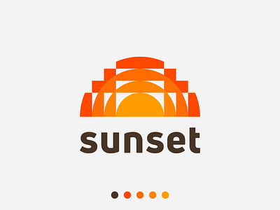 Sunset! 70s brand branding business geometric gradient icon illustration logo logo design mark orange retro saas startup sun sunset symbol type wordmark