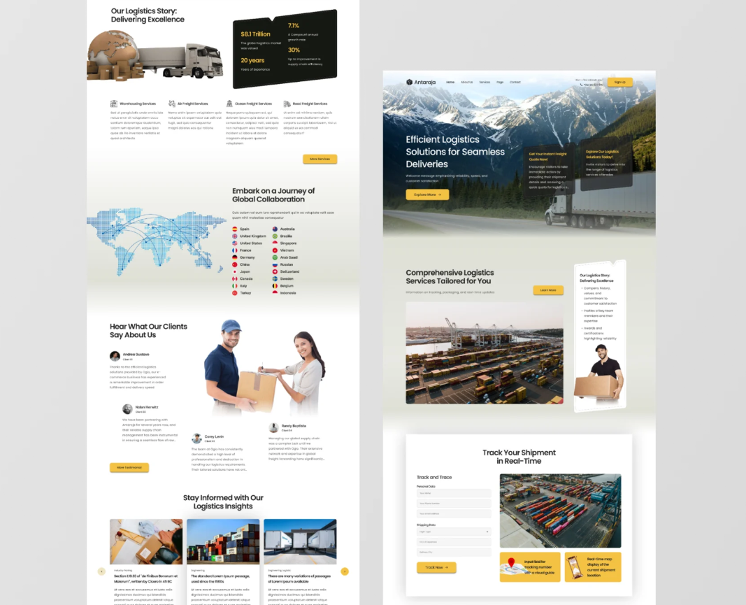 Logistics & Delivery Company UI Design 3d animation app branding dashboard design graphic design icon illustration logo minimal motion graphics typography ui uiux ux vector web website website design