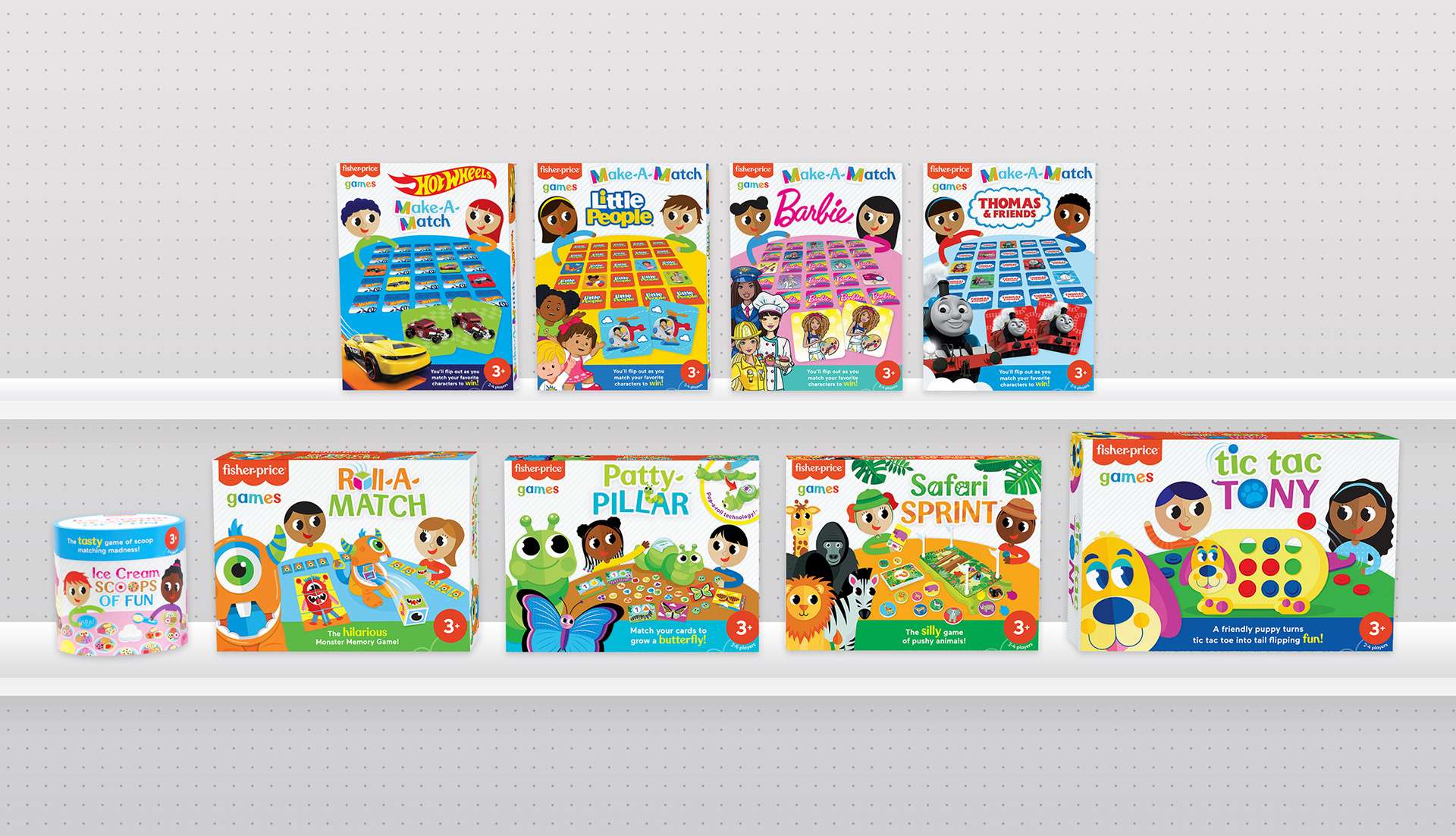 Fisher-Price Games Packaging fisher price games illustration mattel packaging packaging design preschool games