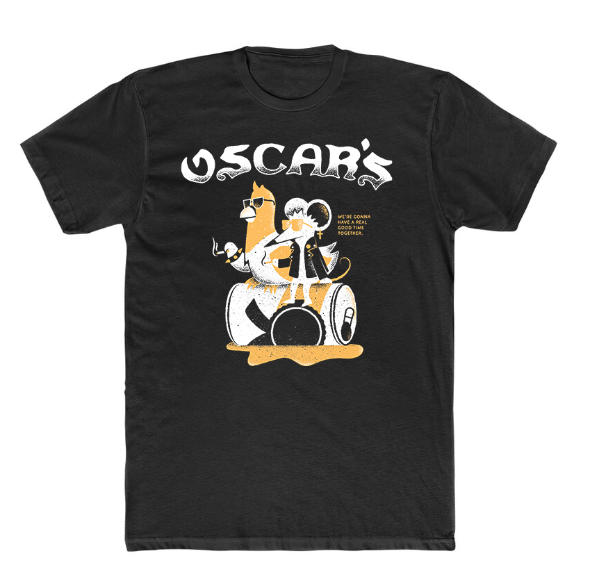 Oscar's shirt design and merch illustration by James Olstein bar editorial editorial illustration illustration james olstein mouse oscars pigeon punk rat texture vector