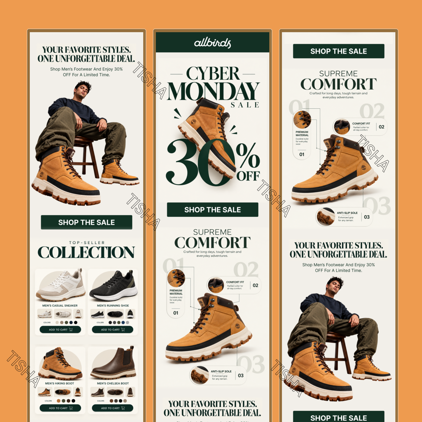 Cyber Monday Footwear Email Template Design black friday cyber monday cyber monday email cyber monday template ecommerce email design email marketing fashion email figma footwear klaviyo men shooes newsletter design promotional email