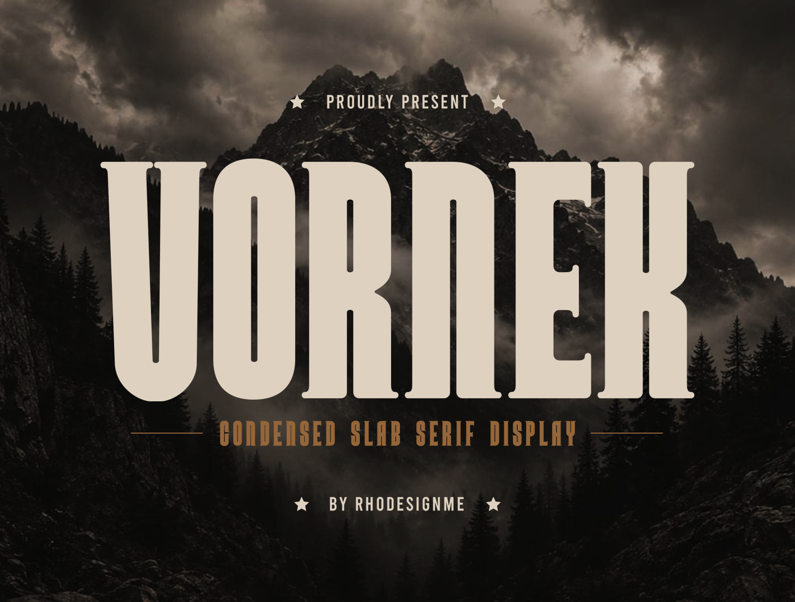 Vornek – Condensed Slab Serif Display Font bold branding condensed creative design display font editorial design font graphic design headline industrial logo logo design poster design retro rugged slab typeface typography vintage