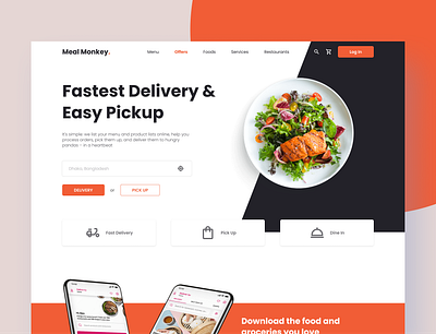 Meal Monkey Food Delivery -Website Landing branding design ecommerce food food delivery ui ux