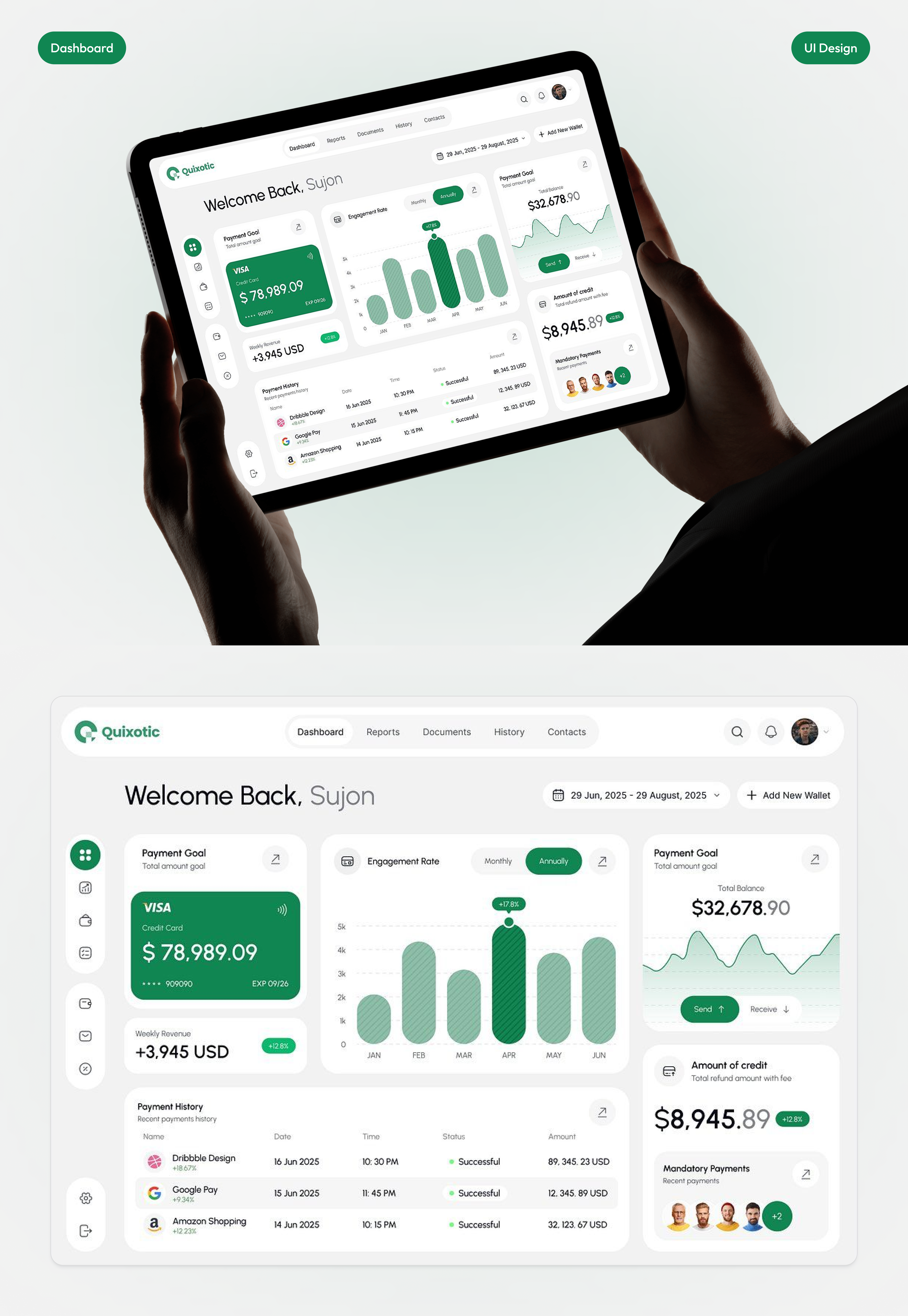 Quixotic Finance Dashboard Design ui