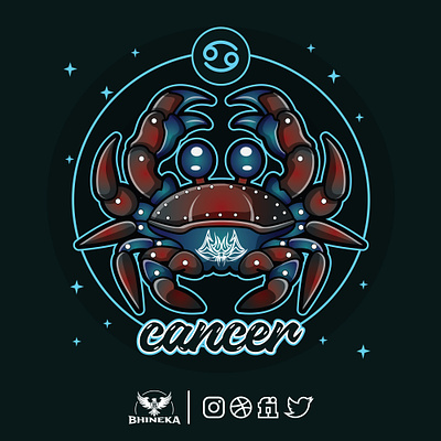 Cancer Zodiac Cartoon animals animation art blue branding cancer cartoon character chibi crab cute design digitalart doodle graphic design grey illustration logo vector zodiac