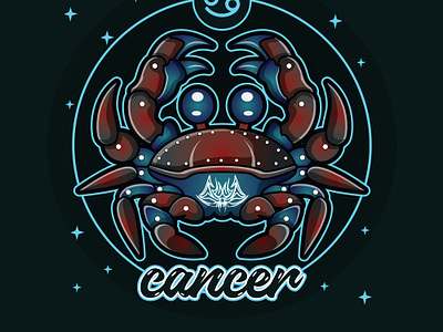 Cancer Zodiac Cartoon animals animation art blue branding cancer cartoon character chibi crab cute design digitalart doodle graphic design grey illustration logo vector zodiac