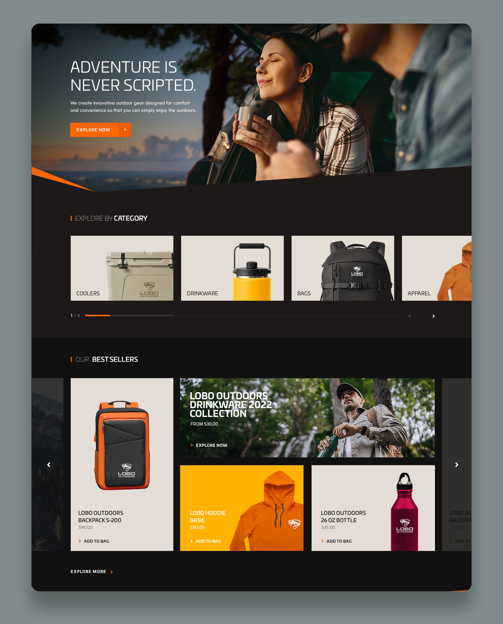 E-Commerce Shop Design e commerce homepage design landing page online shop sports shop web design
