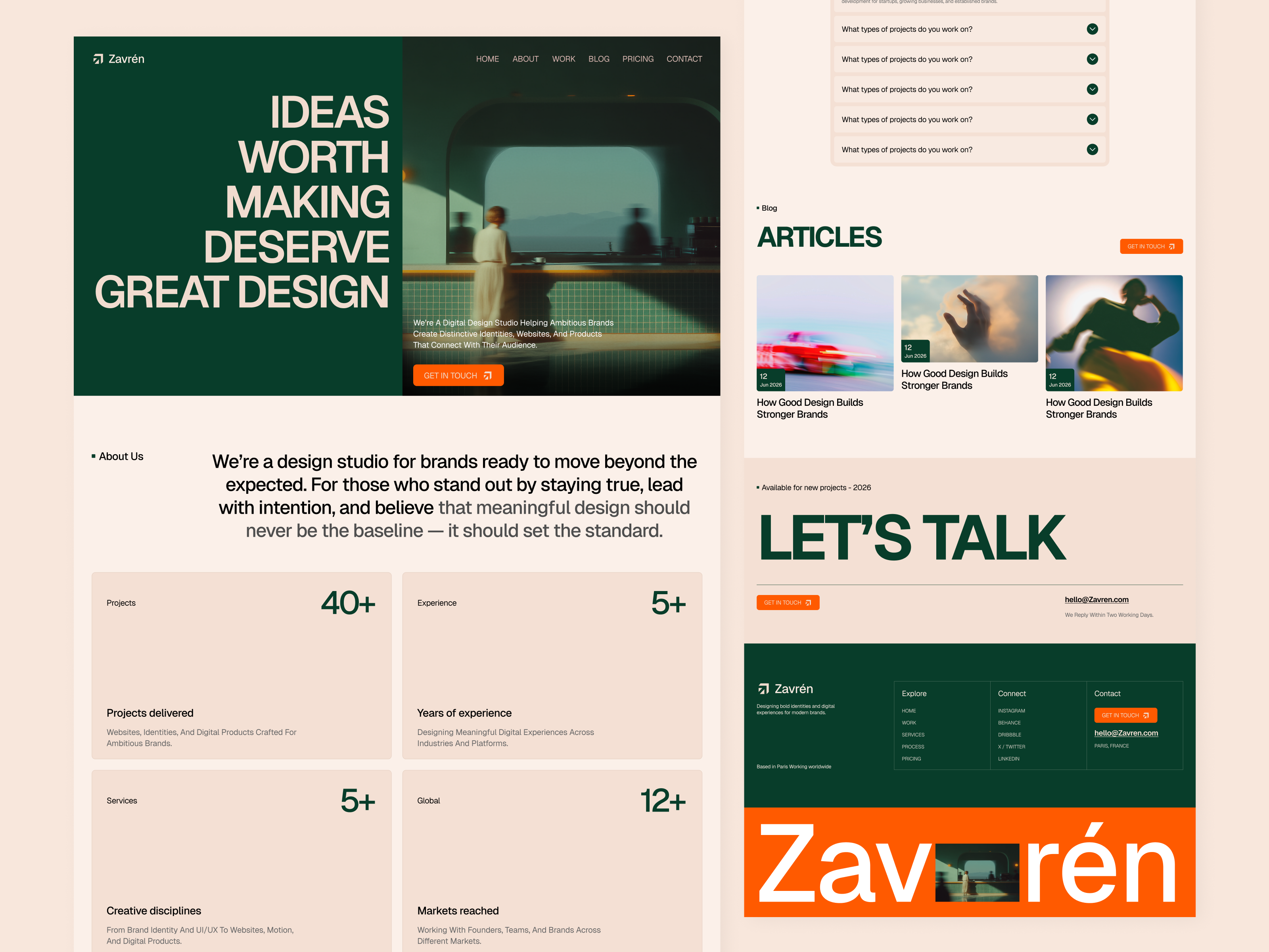Zavrén — Bold Digital Design Studio Website agency website brand identity creative agency creative studio digital agency digital experience figma design framer website landing page minimalist design modern website portfolio website saas design typography ui design ux design visual design web design web ui website design
