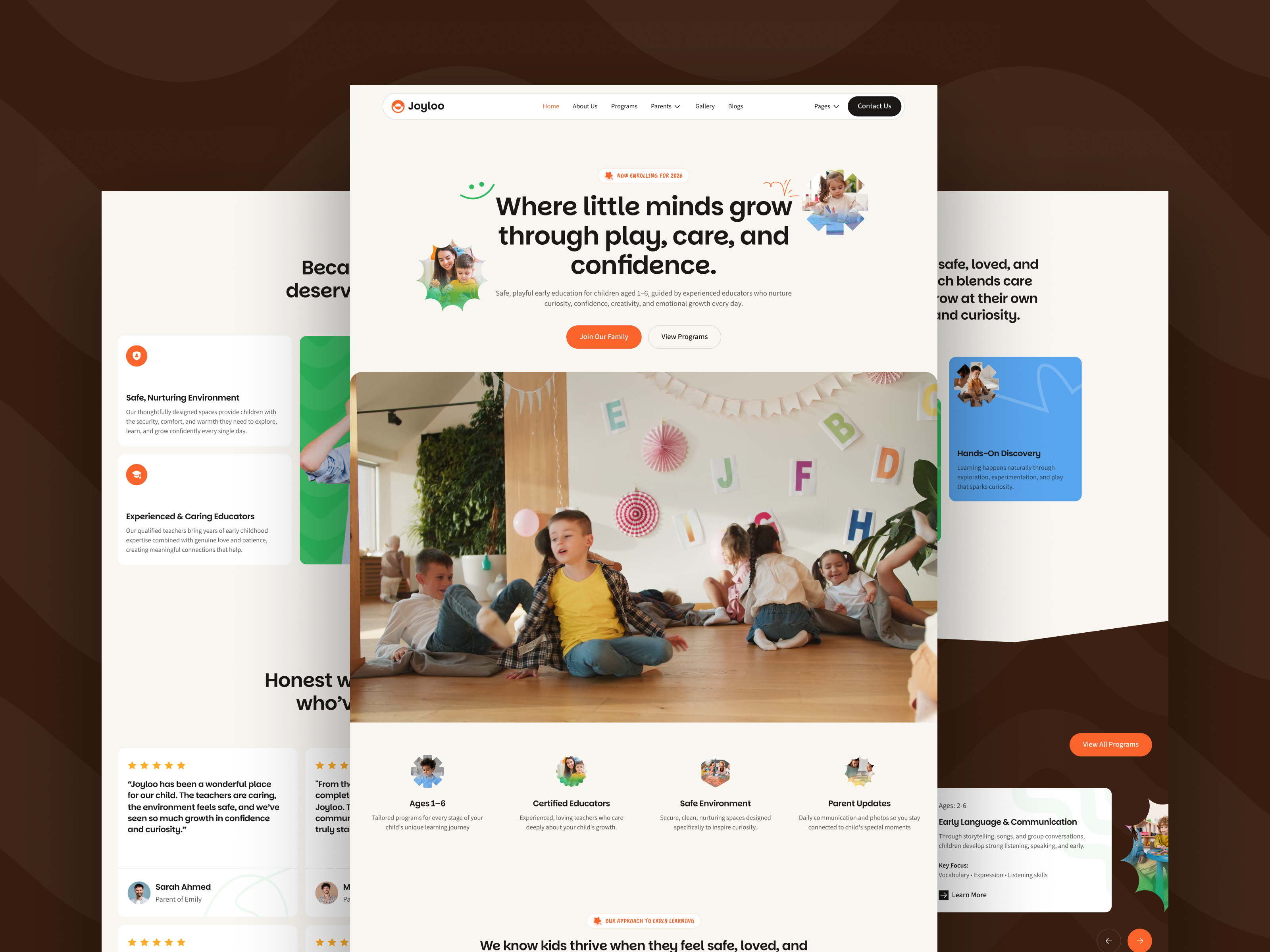 Joyloo – A Modern Preschool Website Design b2b branding business childcare website daycare landing page education education ui design kids program website landing page learningcenter preschool saas website school admission website webflow webflow template website