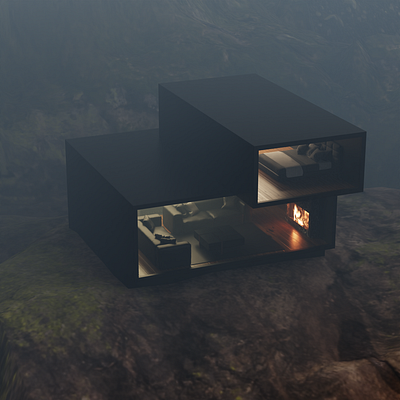 3D Mountain House made in blender 3d 3dmodel animation blender design graphic design illustration