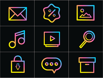 Standard icons for the site with a gradient background branding design graphic design icons with a gradient illustration logo standard icons standard icons for the site ui vector