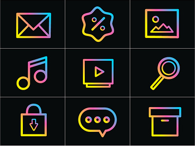 Standard icons for the site with a gradient background branding design graphic design icons with a gradient illustration logo standard icons standard icons for the site ui vector