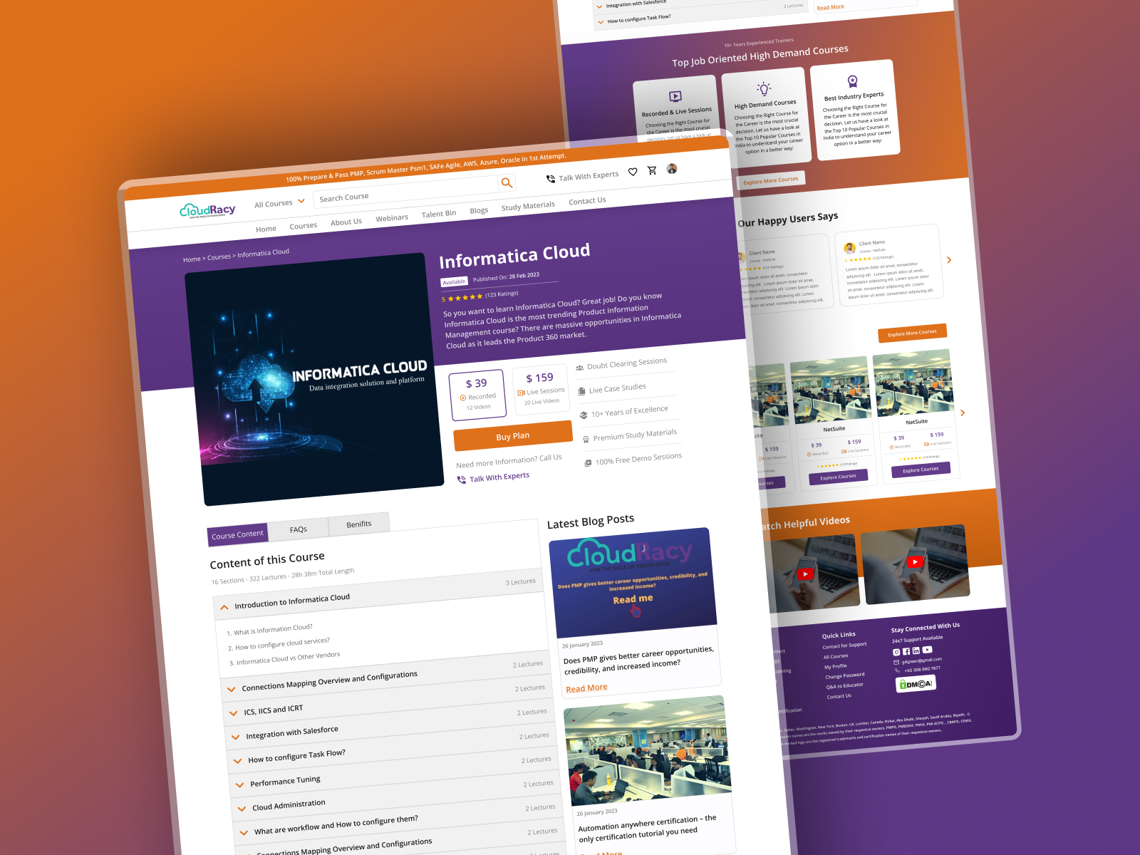 Courses & Training Website - UI UX Design by Muhammad Abu Huraira on ...