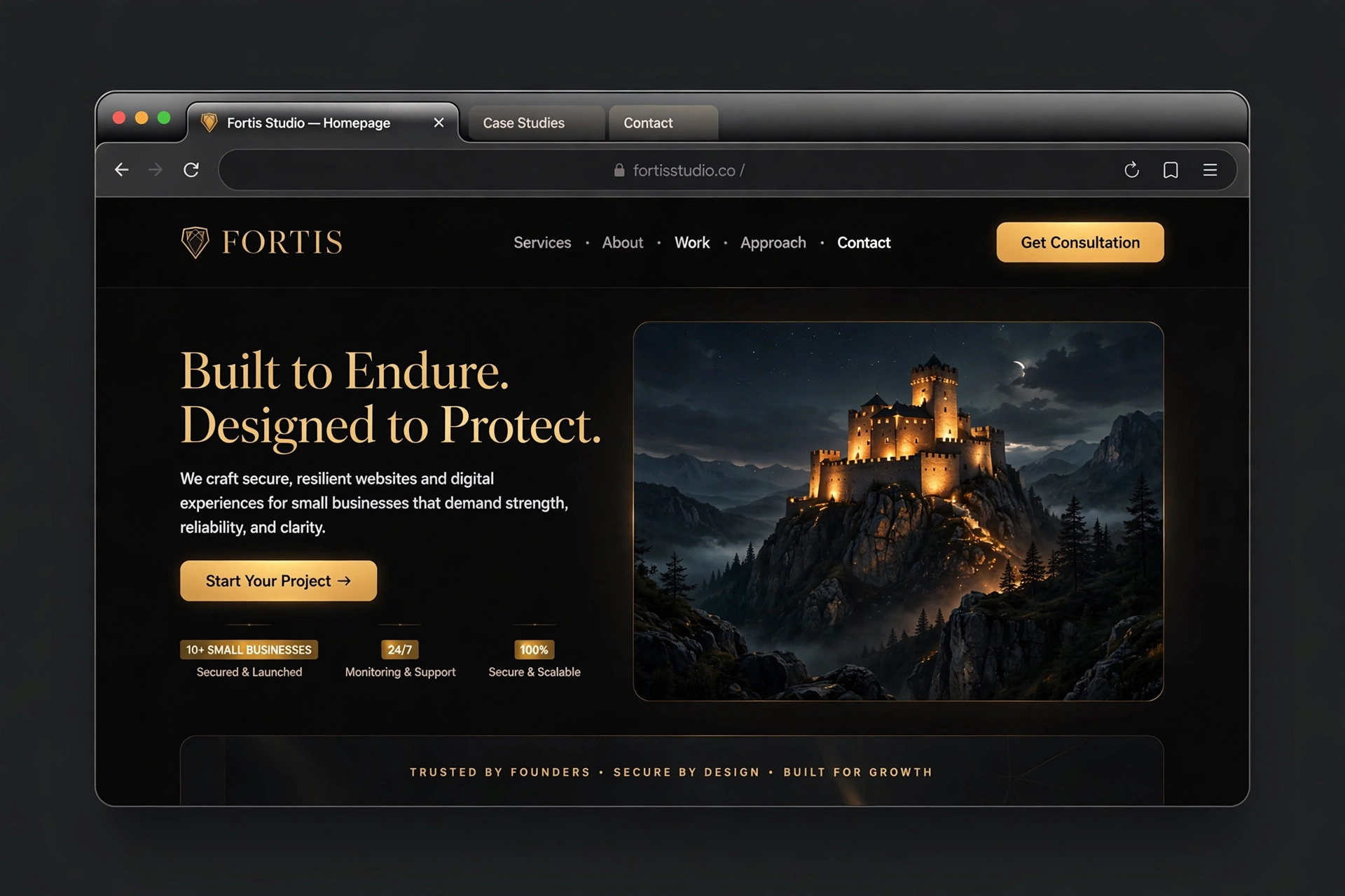 Homepage design concept, dark premium look