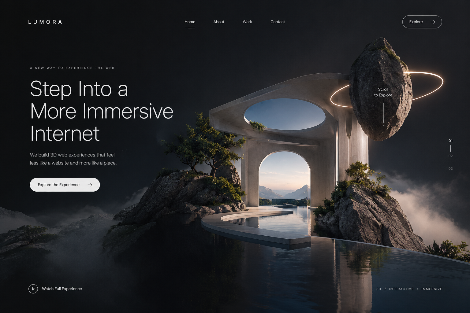 LUMORA— Beyond the Screen 3D Web Experience 3dart 3dwebsite awwwards creativeagency creativedevelopment darkui digitalart digitalexperience dribbble experimentalwebdesign futuristicdesign immersivewebdesign interactivedesign landingpagedesign minimalistdesign motiondesign threejs uiuxdesign webdesign webgl