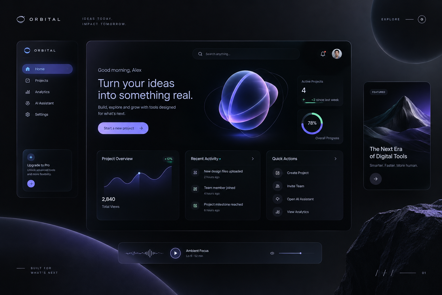 ORBITAL — A Futuristic Interface for the Next Era 3ddesign 3dinterface creativedirection darkui dashboarddesign designinspiration digitalexperience dribbble futuristicdesign futuristicui glassmorphism interactiondesign interfacedesign modernwebdesign productdesign uidesign uiux uxdesign visualdesign webdesign