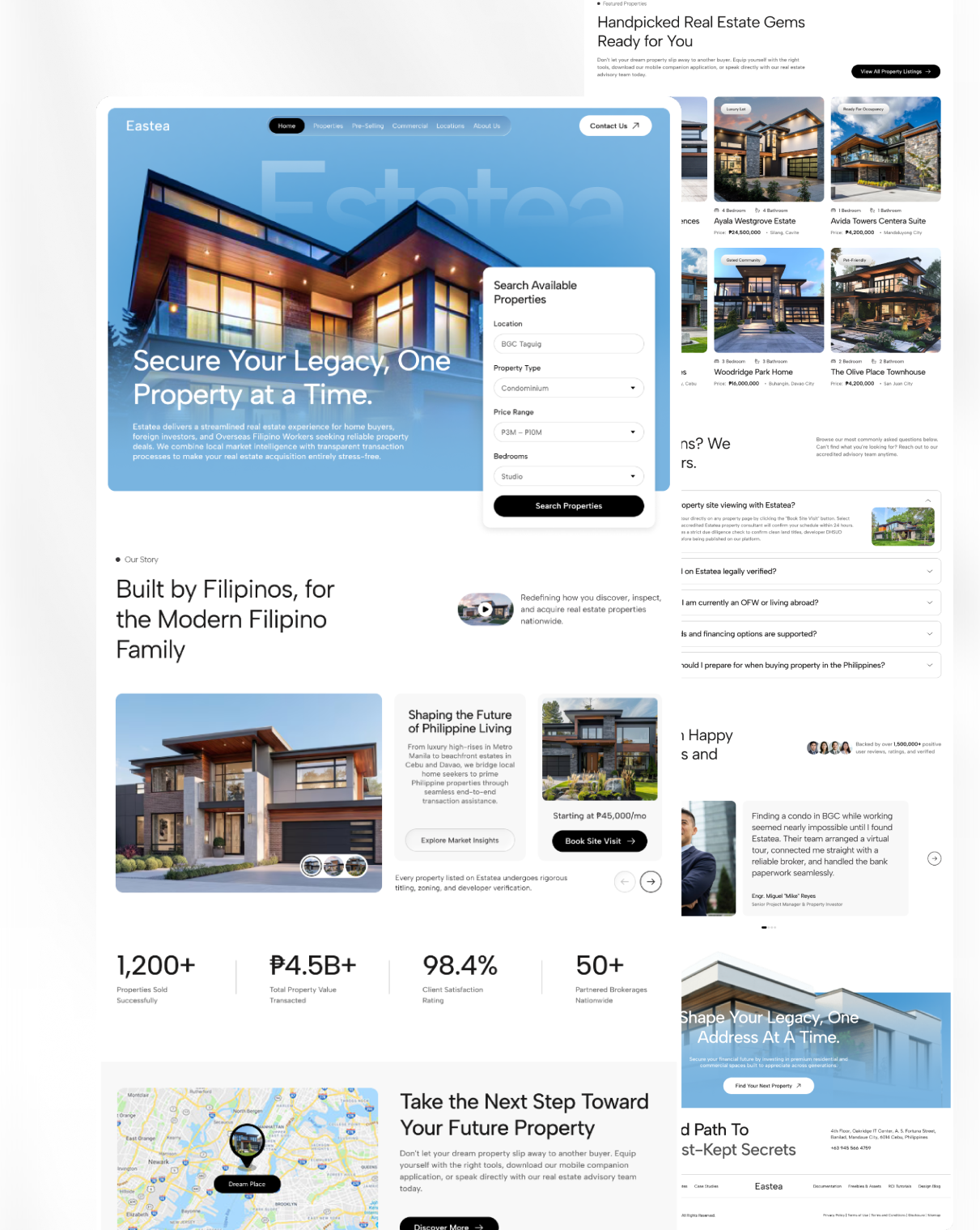 Estatea PH — Prime Philippine Real Estate Platform cleanui figma housing interface landingpage minimalism modernui productdesign propertydesign proptech realestate realestateui uidesign uiux userexperience userinterface uxdesign visualdesign webdesign webdesigner