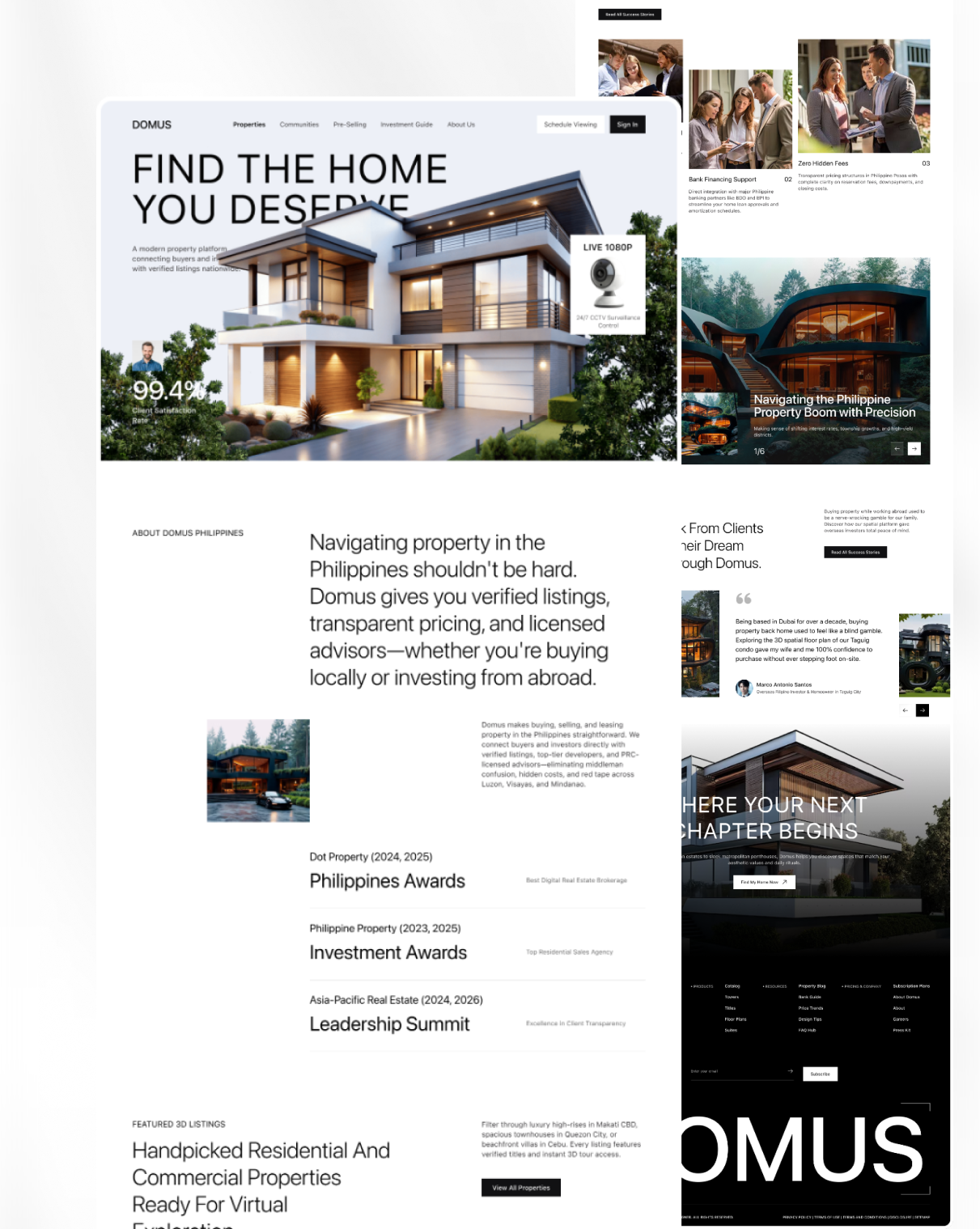 Domus Real Estate Condos & Houses for Sale Philippines — Modern cleanui figma housing interface landingpage minimalism modernui productdesign propertydesign proptech realestate realestateui uidesign uiux userexperience userinterface uxdesign visualdesign webdesign webdesigner