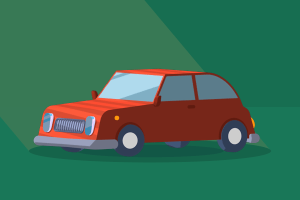 A little red car 3d animation auto cartoon flat motion graphics shape smear vector vehicle