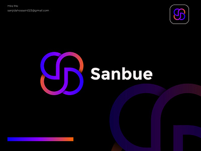 sanbue - logo design app application branding creative logo dating gradient icon letter logo logo design logo designer mark modern logo design monogram s vacation vector visual identity