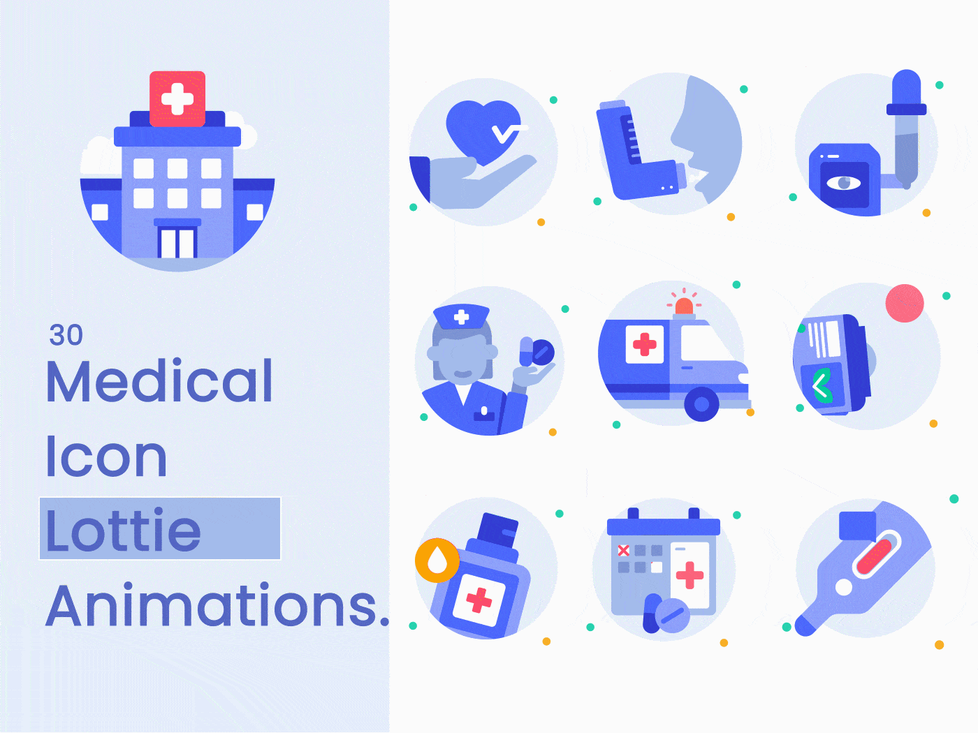 Medical Icon Lottie Animations For Website & Mobile App animation design graphic design illustration json logo lottie medical mobile app motion graphics ui web animation website