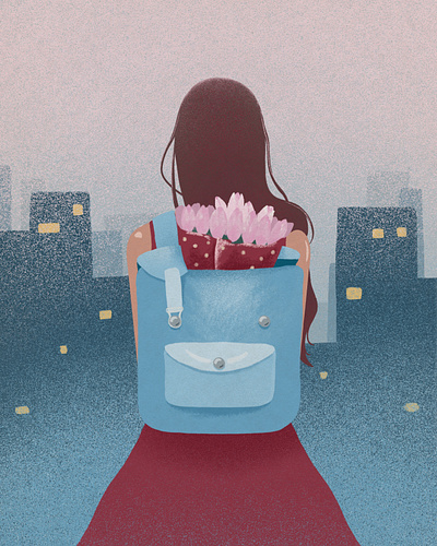 The girl with the tulips illustration 2d flat illustration girl graphic design illustration procreate