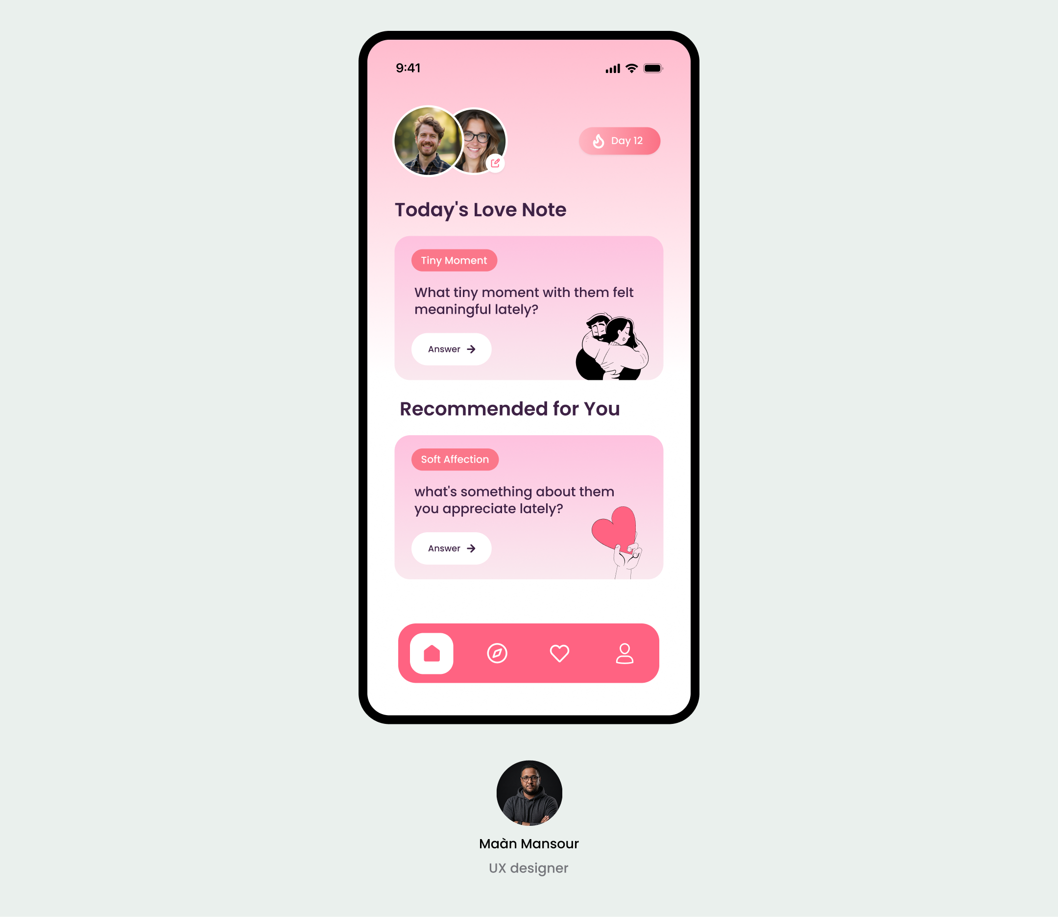 Daily Connection App for Couples | Strengthen Your Relationship app dating ui ux