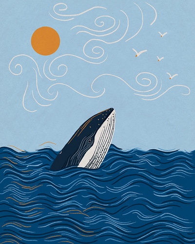 Whale says hello illustration 2d flat illustration graphic design illustration whale