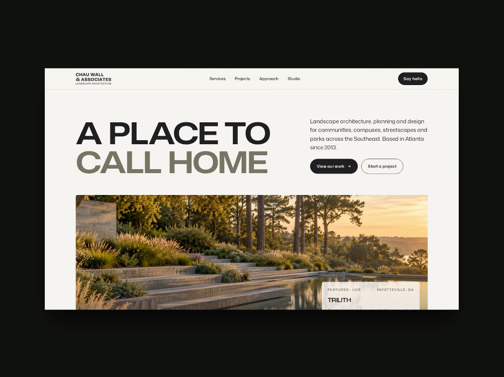 Minimal Website Design for a Landscape Architecture Studio animation branding design landscape logo motion graphics ui web